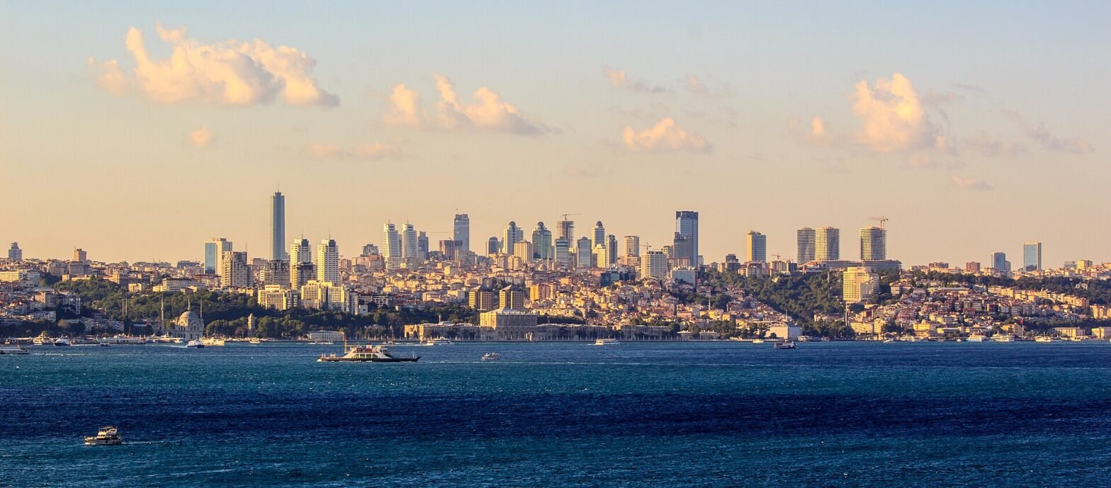 Modern Istanbul skyline and Bosphorus at sunset